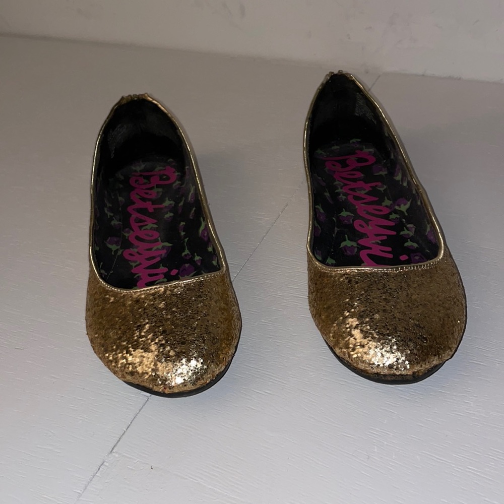 Betsyville Gold Glitter Ballet Flats